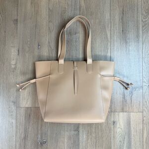 Beige Tote Bag with Cosmetic Bag
